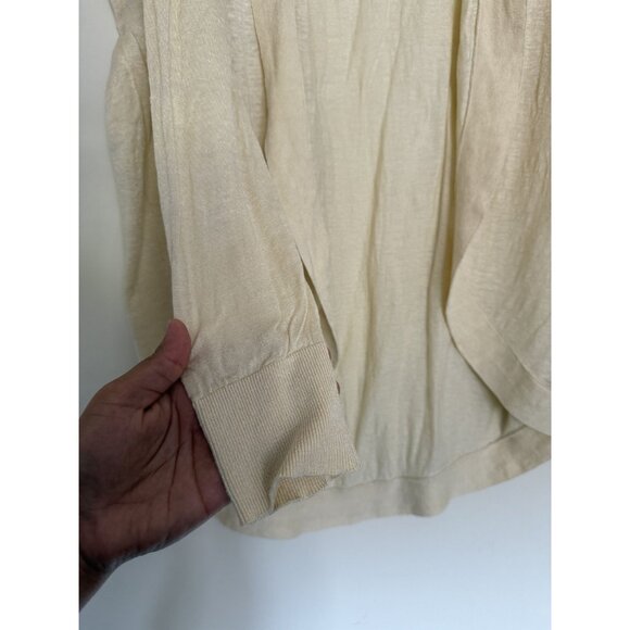 Theory Women's Waterfall Sag‎ Harbor Yellow Linen Blend Cardigan Size large - Picture 5 of 7